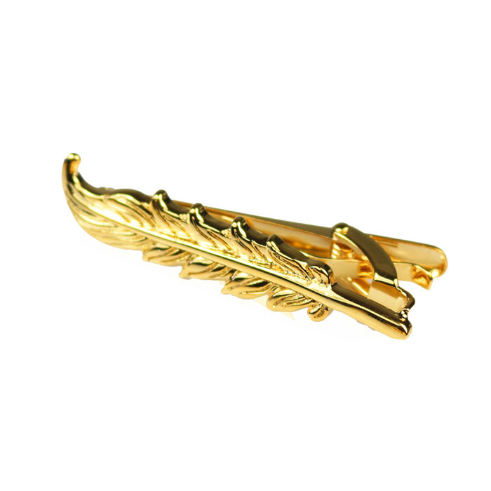 Gold Feather Tie Bar