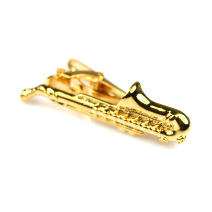 Gold Saxophone Tie Bar