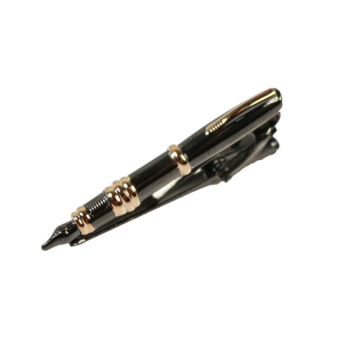 Gold Pen Gray Dolphin Tie Bar